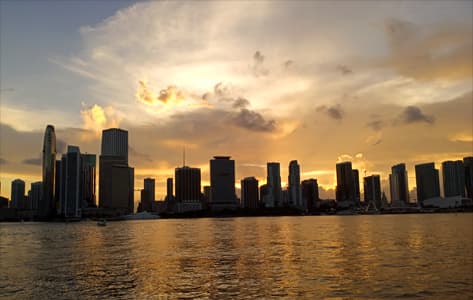 La skyline de Miami desde el barco